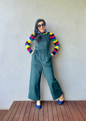 Stevie Jumpsuit Forest Green Corduroy