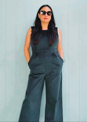 Stevie Jumpsuit Forest Green Corduroy